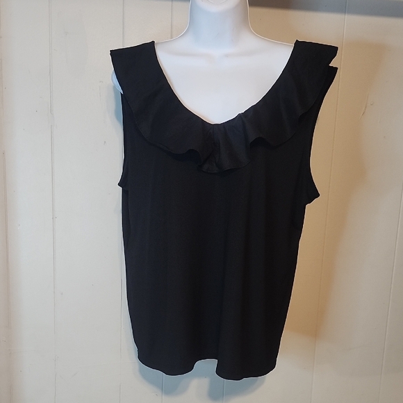 Anne Klein Black Ruffled Blouse - Picture 1 of 5